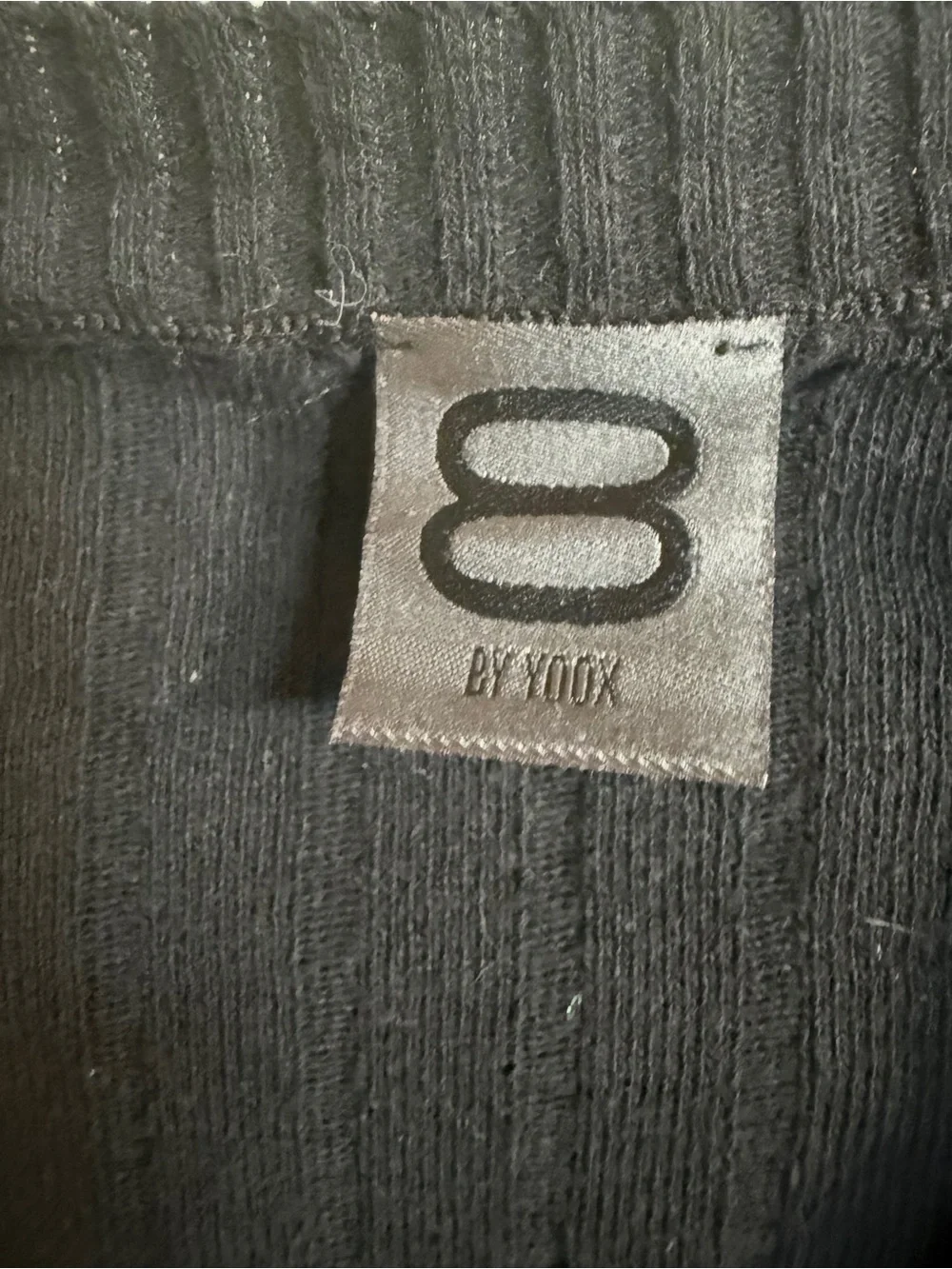 8 BY YOOX Black Ribbed V-Neck Long Sleeve Sweater 100% Cotton Sz S - Picture 3 of 5